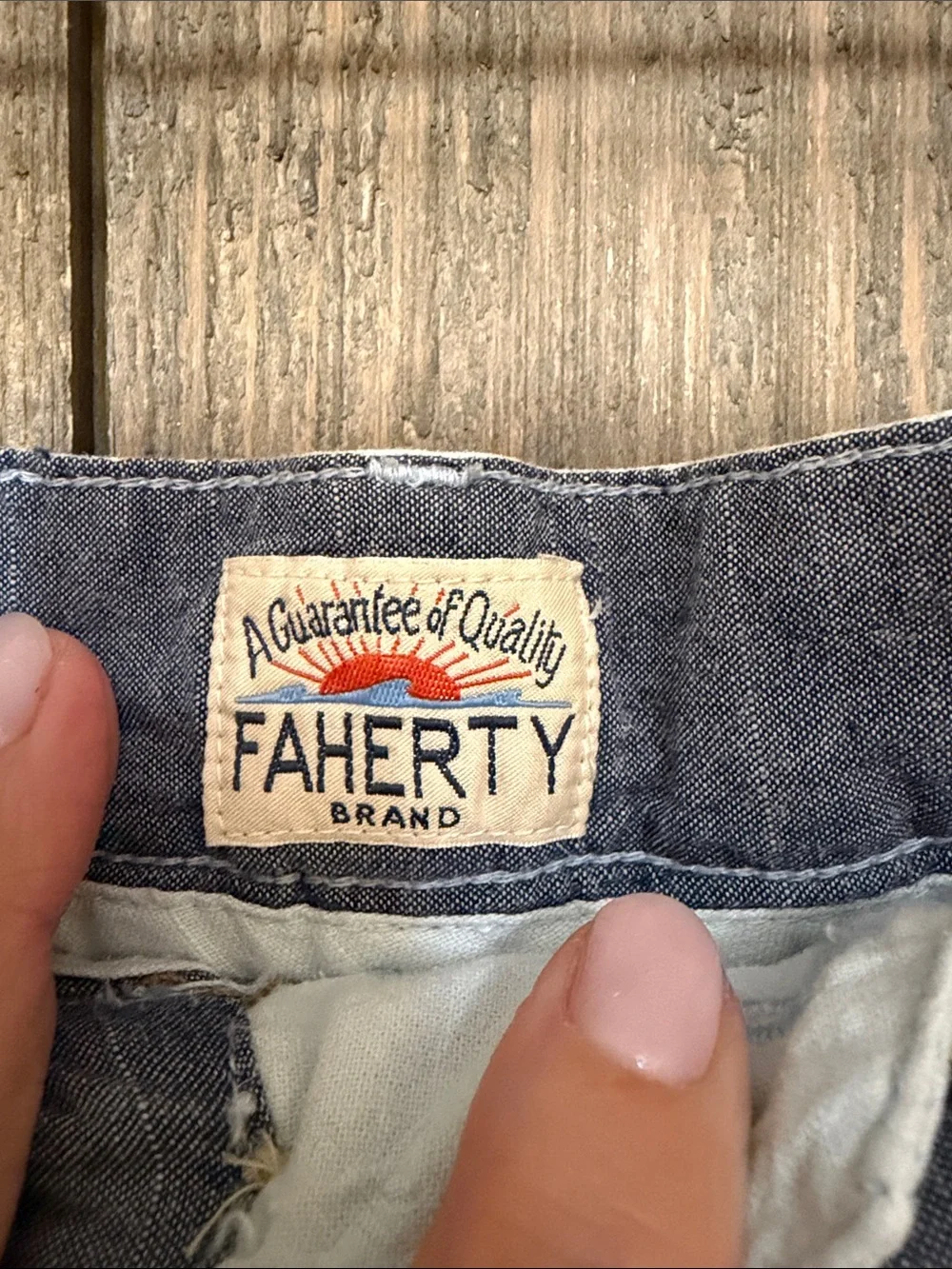 Faherty Linen Cotton Blend Shorts Mens 34 Blue Chino Coastal Beach Casual Summer